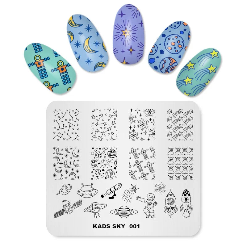 Nail Stamping Plates Sun Moon Stars Pattern Design Nail Art Image Template Stainless Steel Printing Plate for DIY Nails