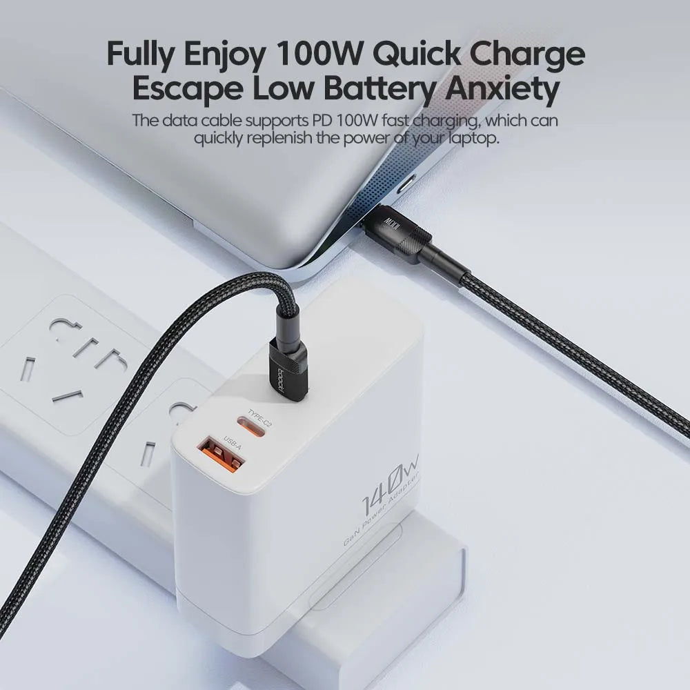 Cable Toocki de 100 W tipo C a USB C PD 3.0 de carga rápida 4.0 de tipo C a tipo C para iPhone 15, MacBook, Samsung y Xiaomi