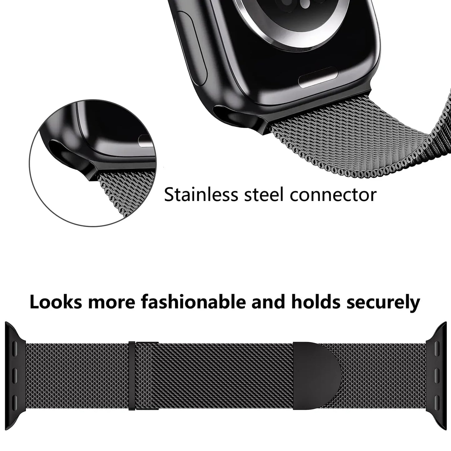Correa Milanese Loop para Apple Watch Ultra Band 49 mm, 45 mm, 44 mm, 42 mm, 41 mm y 40 mm. Pulseras metálicas para iWatch SE series 9, 8, 7, 6, 5 y 46 mm.