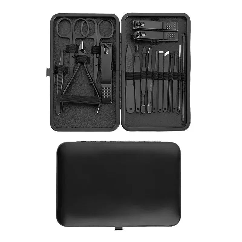 Juego de cortaúñas, estuche para cortaúñas, cortaúñas diagonal, herramientas de pedicura, palillo para orejas, herramientas mágicas para eliminar la piel muerta.