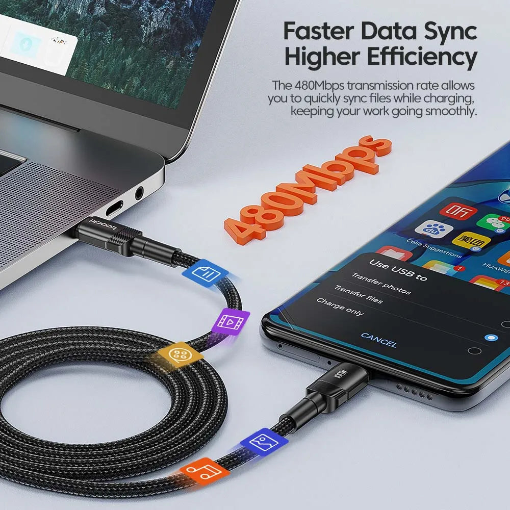 Cable Toocki de 100 W tipo C a USB C PD 3.0 de carga rápida 4.0 de tipo C a tipo C para iPhone 15, MacBook, Samsung y Xiaomi