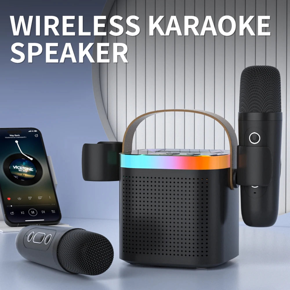 TANALAZ K8 Karaoke Machine Portable Bluetooth 5.1 PA Speaker System with 1-2 Wireless Microphones Home Family Singing Child Gif
