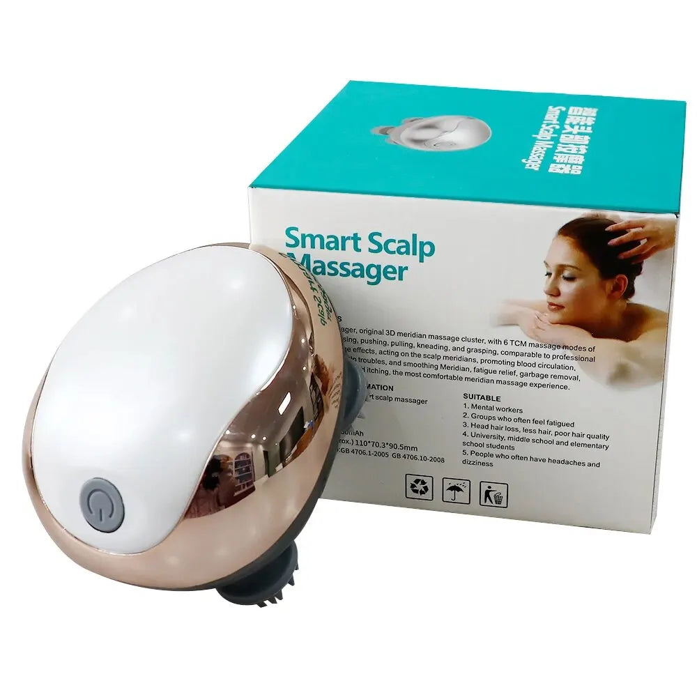 Electric Scalp Massager Hair Growth Portable Rechargeable Head Massage Stress Relax Waterproof Handheld Hair Scratcher Silicone