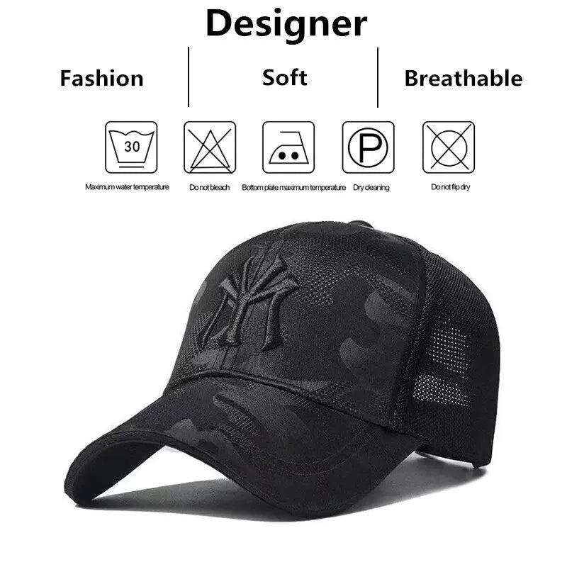 Gorra de béisbol unisex con bordado de letras, transpirable, para primavera y otoño, ajustable, informal, para exteriores, con protección solar