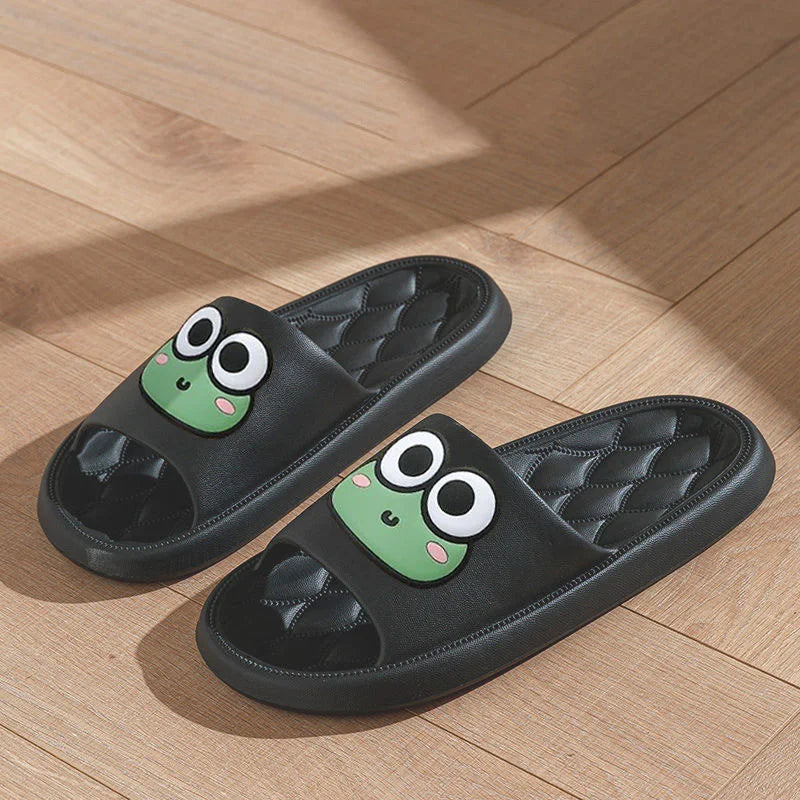 Sandalias de playa de verano antideslizantes para el baño, chanclas suaves con dibujos de ranas