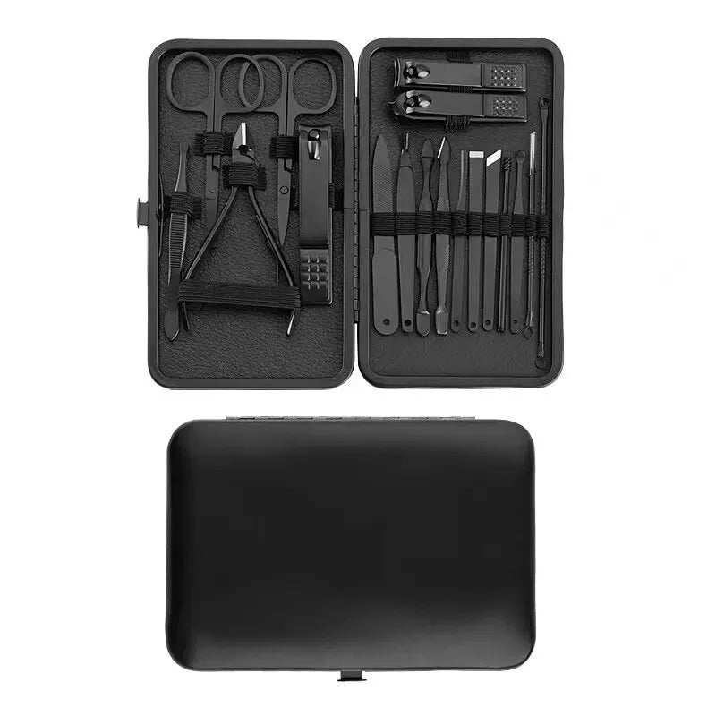 Juego de cortaúñas, estuche para cortaúñas, cortaúñas diagonal, herramientas de pedicura, palillo para orejas, herramientas mágicas para eliminar la piel muerta.