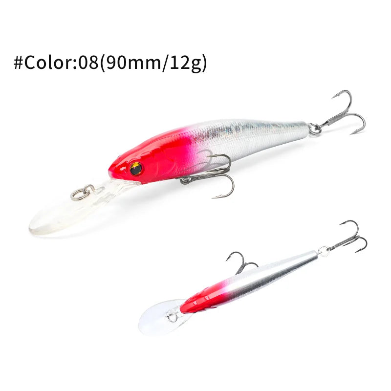 MSEASFREE-Floating Minnow Artificial Hard Bait Fishing Lure, Wobblers for Bass Perch Pike Trout, Fishing Tackle, 90mm, 12g