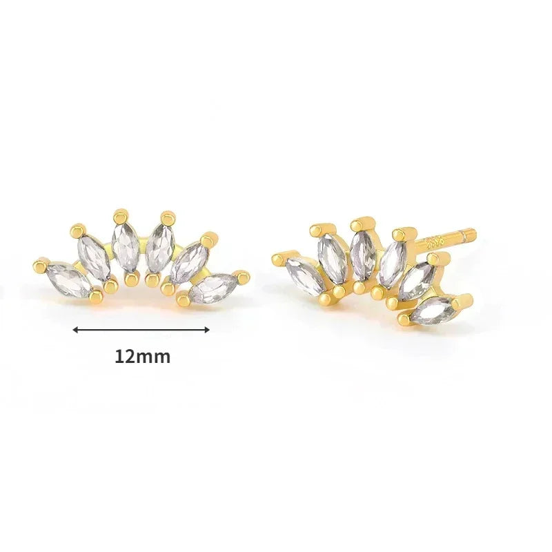 Pendientes de aro de plata de ley 925 con forma de aguja y cristales de circonita, con gotas de agua, dorados, joyería de lujo premium para fiestas.