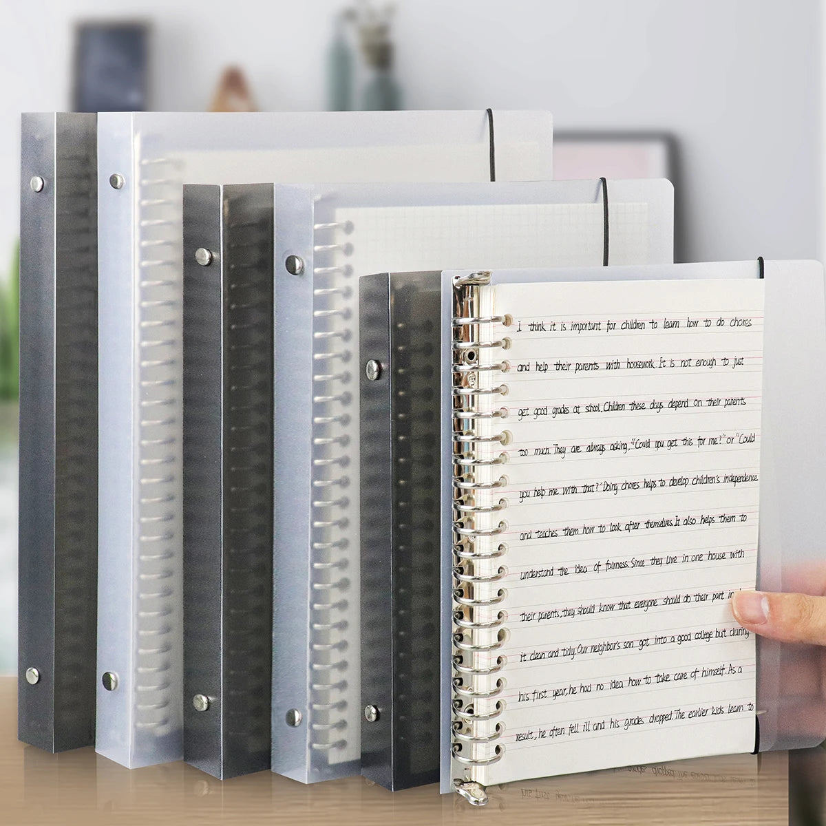 Cuaderno de hojas sueltas A4/B5/A5 con recambio, en blanco, líneas, cuadrícula y anilla metálica reemplazable. Material de oficina y escolar.