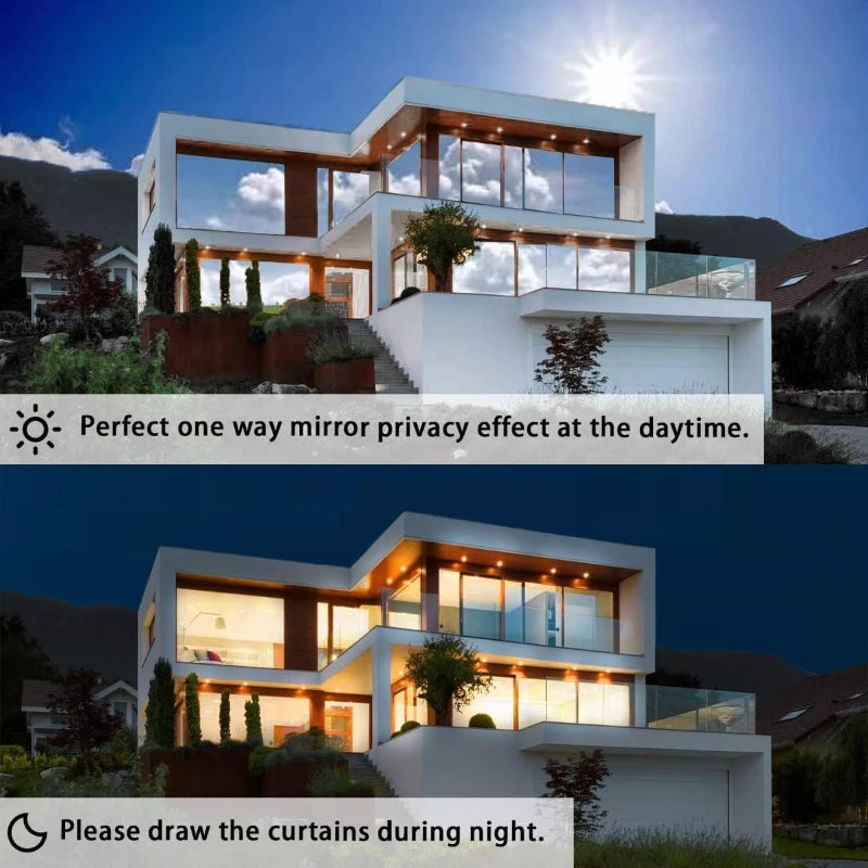 Película de privacidad para ventanas, unidireccional, estática, anti-sol, anti-UV, reflectante, para el hogar y la oficina.