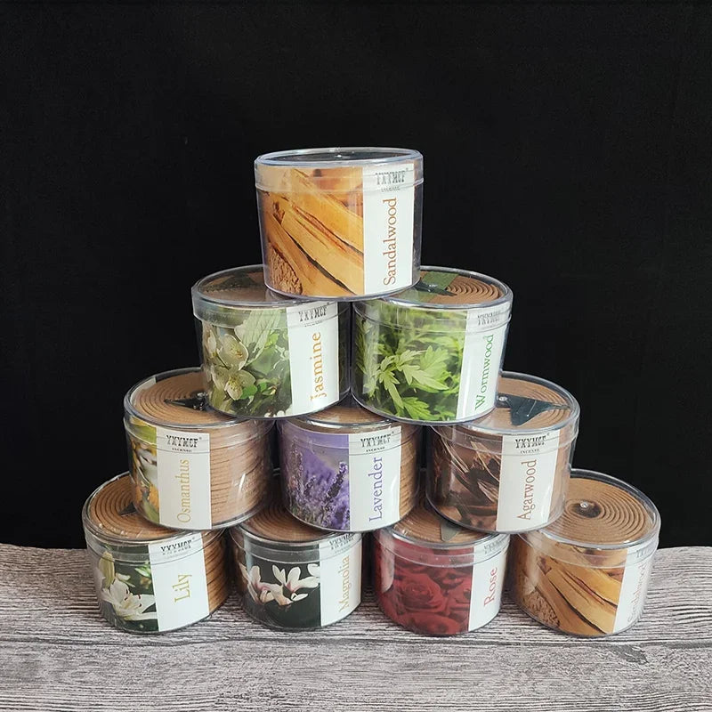 Incienso de sándalo natural YXYMCF en espiral, 48 unidades por caja, aromaterapia con lavanda, jazmín y rosa, quemador para interiores, budista indio.