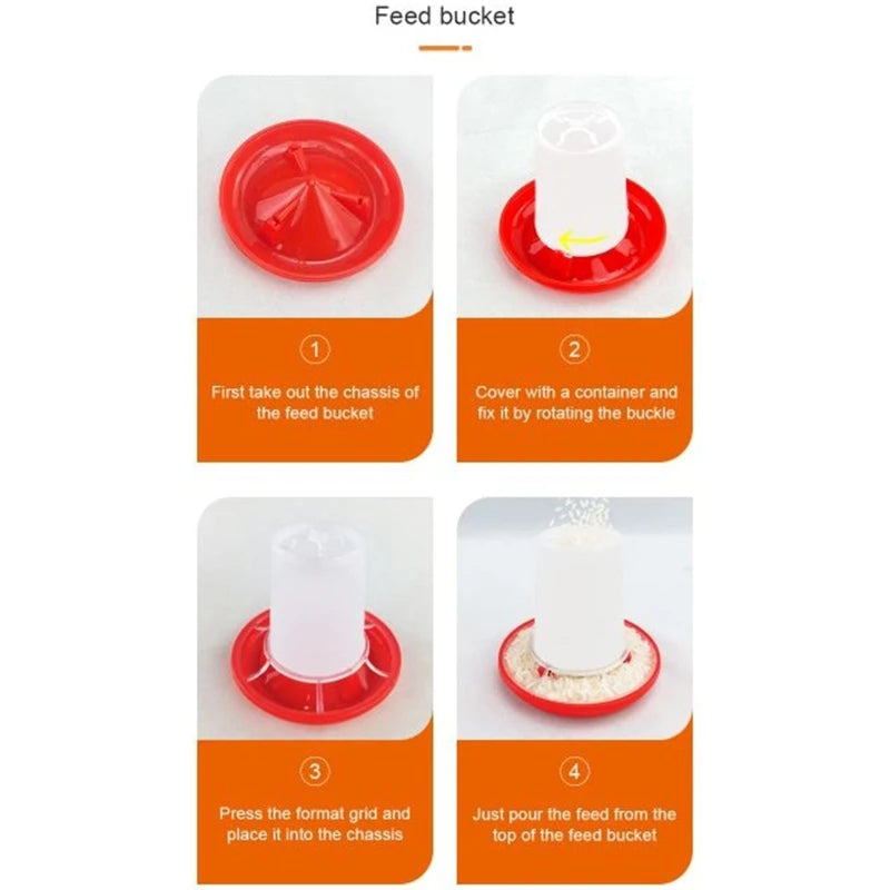Chick Feeder Waterer Durable Plastic Feeding for Up to 6 Chicks At Once