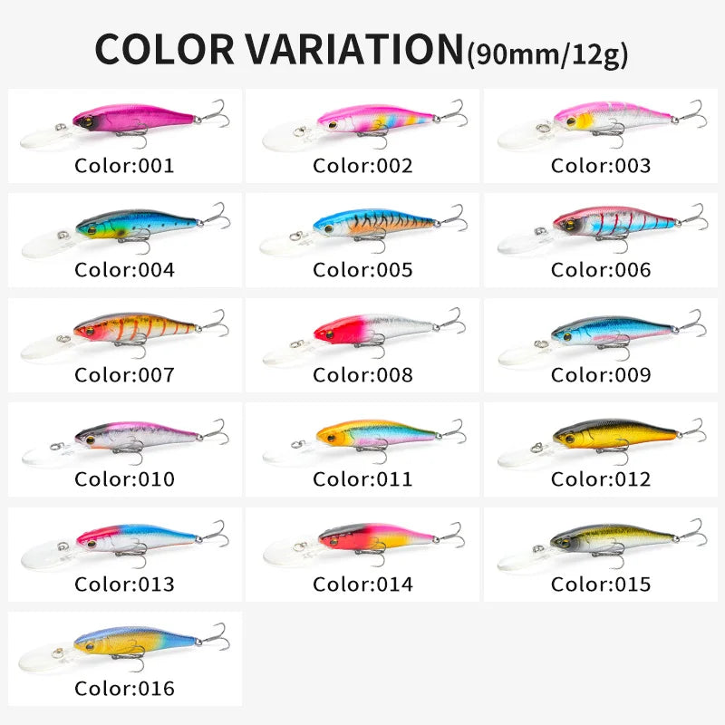 MSEASFREE-Floating Minnow Artificial Hard Bait Fishing Lure, Wobblers for Bass Perch Pike Trout, Fishing Tackle, 90mm, 12g