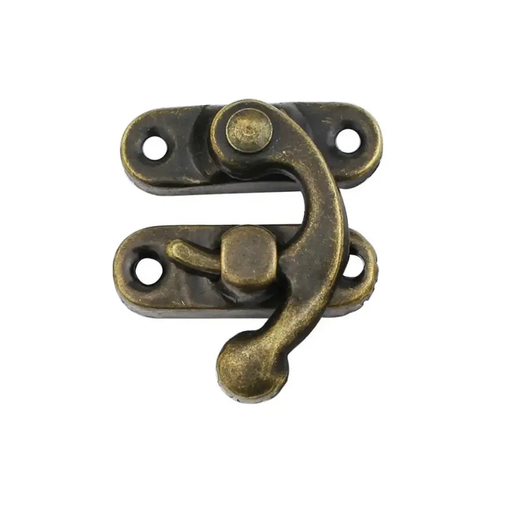 12pcs Left/Right Bronze Mini Vintage Toggle Hasp Hook Swing Arm Clasp Latch Metal Catch Curved Buckle for Jewelry Box Toolbox