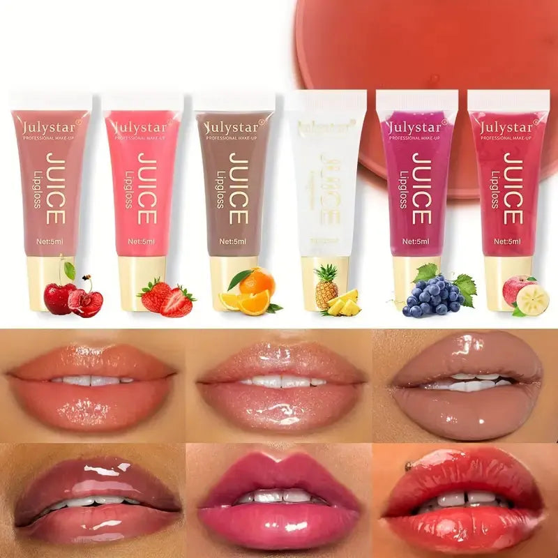 Bálsamo labial con aceite de gelatina transparente y acuoso, hidratante y suavizante, líneas de labios, brillo labial de gelatina, labios de vidrio con aroma a frutas.