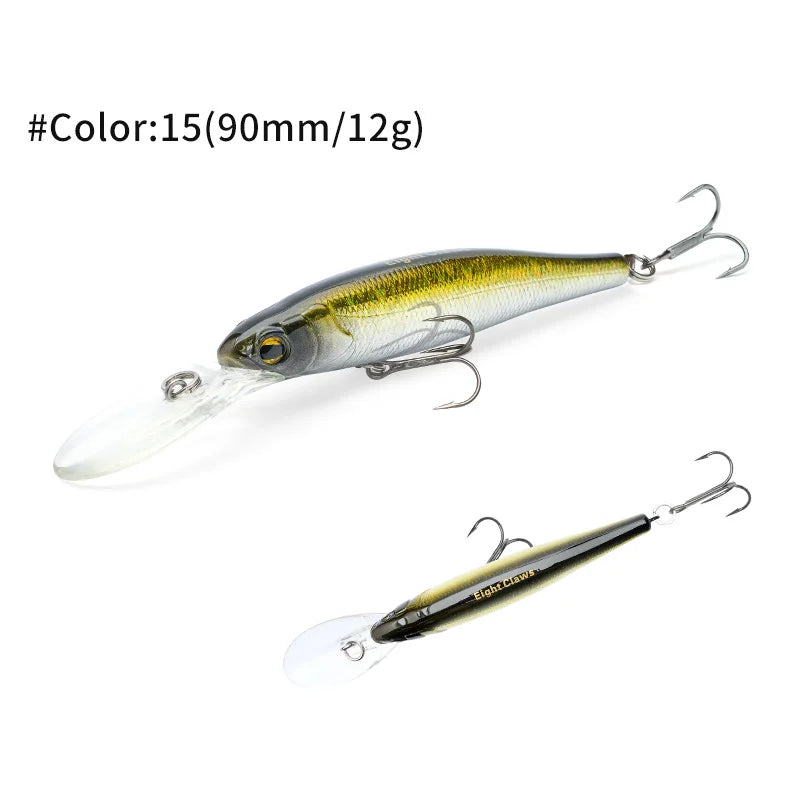 MSEASFREE-Floating Minnow Artificial Hard Bait Fishing Lure, Wobblers for Bass Perch Pike Trout, Fishing Tackle, 90mm, 12g
