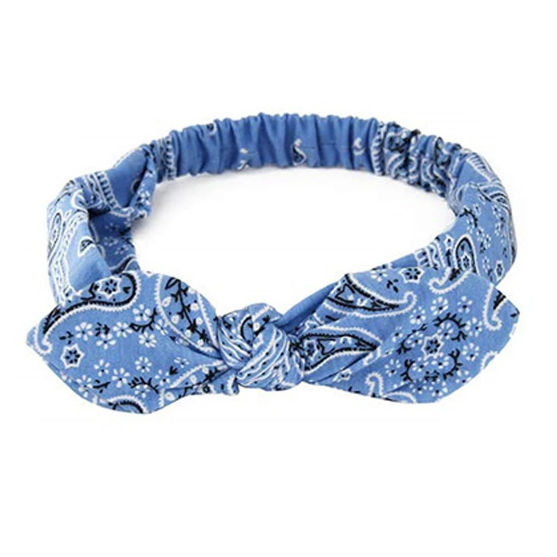 Nuevas diademas bohemias suaves con estampado liso para mujer, bandas elásticas con nudo cruzado vintage, turbantes, bandanas, accesorios para el cabello para niñas.
