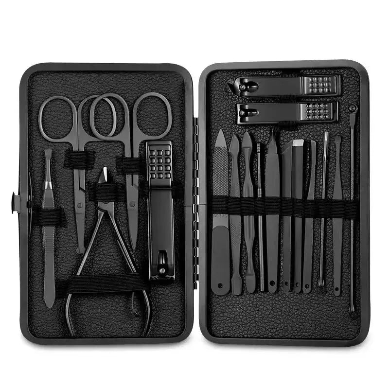 Juego de cortaúñas, estuche para cortaúñas, cortaúñas diagonal, herramientas de pedicura, palillo para orejas, herramientas mágicas para eliminar la piel muerta.