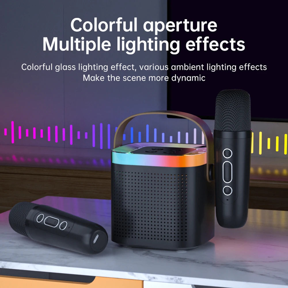 TANALAZ K8 Karaoke Machine Portable Bluetooth 5.1 PA Speaker System with 1-2 Wireless Microphones Home Family Singing Child Gif