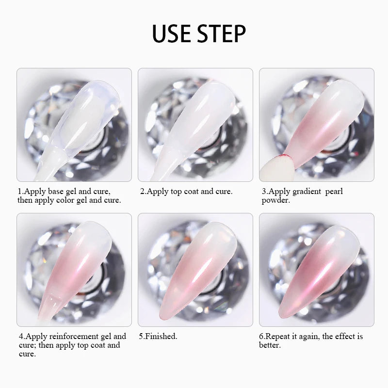 1 Box Cherry Pink Chrome Pearl Nail Powder Gradient Mirror Effect Nail Art Glitter Auroras Rubbing Dust Nail Art Manicure Decor
