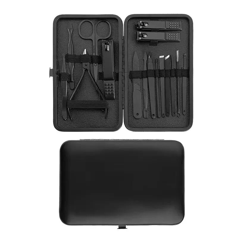 Juego de cortaúñas, estuche para cortaúñas, cortaúñas diagonal, herramientas de pedicura, palillo para orejas, herramientas mágicas para eliminar la piel muerta.