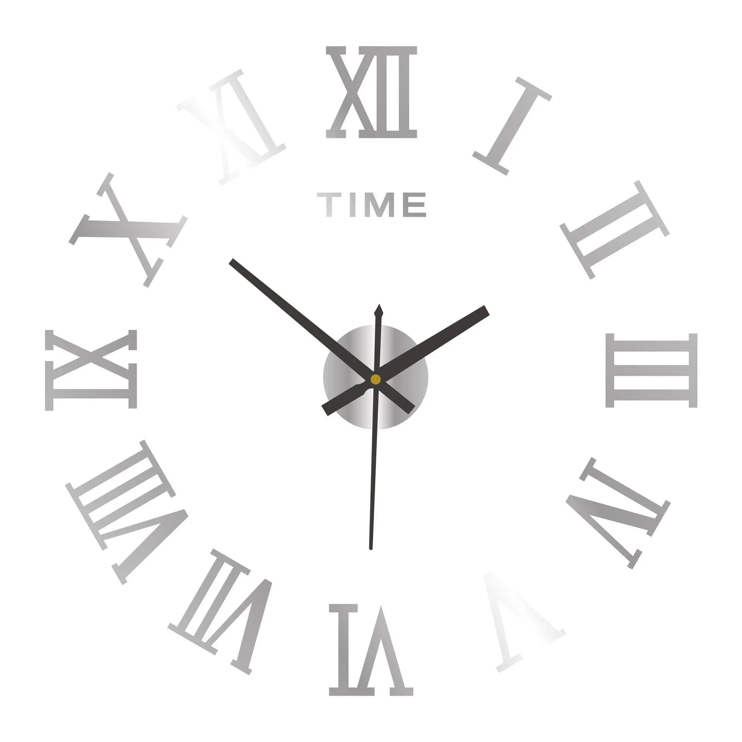 Reloj de pared digital acrílico 3D con diseño de números romanos y espejo, moderno, redondo y grande, autoadhesivo.