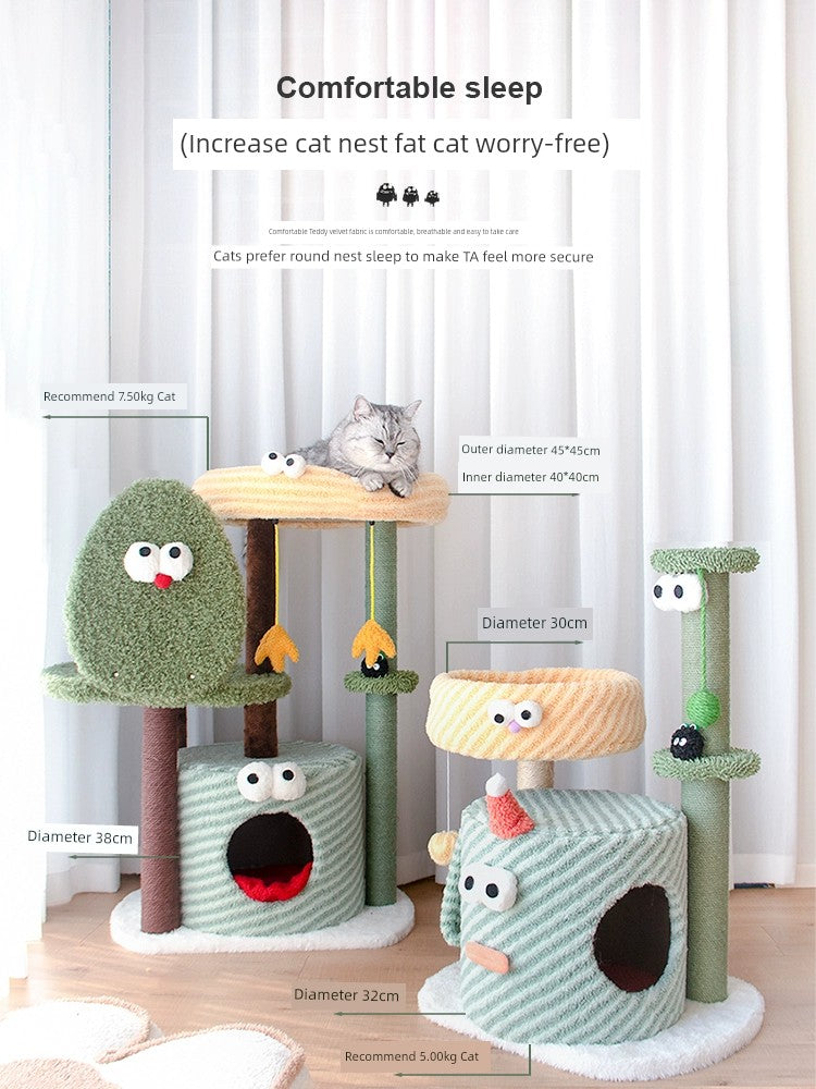 Marco de escalada para gatos monstruo pequeño, nido para gatos, árbol para gatos, estante integrado para gatos pequeños, poste rascador, tablero rascador para gatos, suministros para gatos, no cubre un área