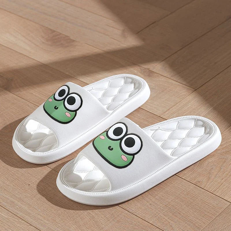 Sandalias de playa de verano antideslizantes para el baño, chanclas suaves con dibujos de ranas