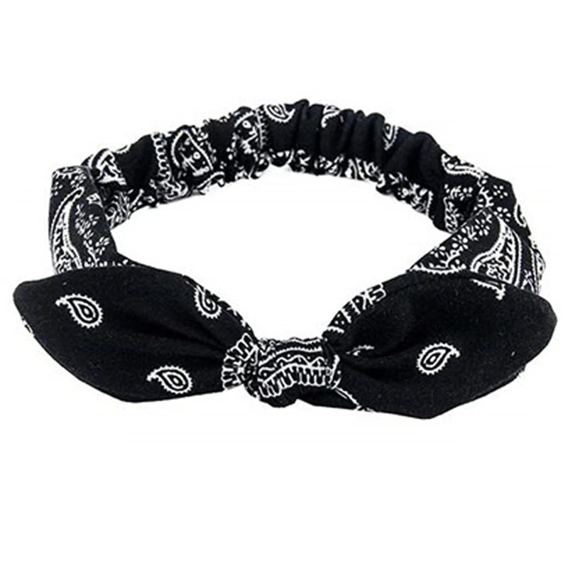 Nuevas diademas bohemias suaves con estampado liso para mujer, bandas elásticas con nudo cruzado vintage, turbantes, bandanas, accesorios para el cabello para niñas.
