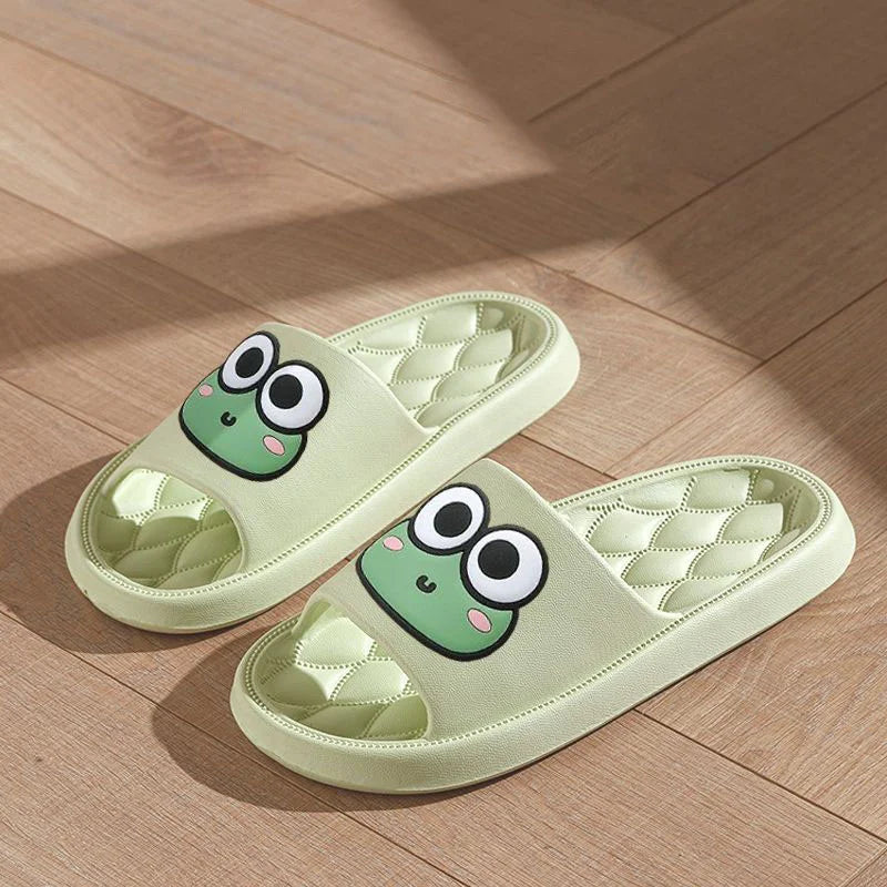 Sandalias de playa de verano antideslizantes para el baño, chanclas suaves con dibujos de ranas