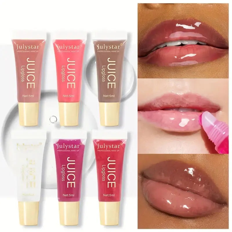 Bálsamo labial con aceite de gelatina transparente y acuoso, hidratante y suavizante, líneas de labios, brillo labial de gelatina, labios de vidrio con aroma a frutas.