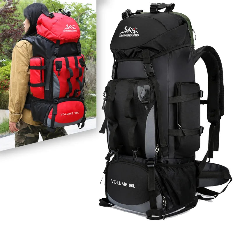 Mochila impermeable de 90 l para senderismo, camping, trekking, gran capacidad, para viajes, deportes al aire libre, equipo de camping para hombre