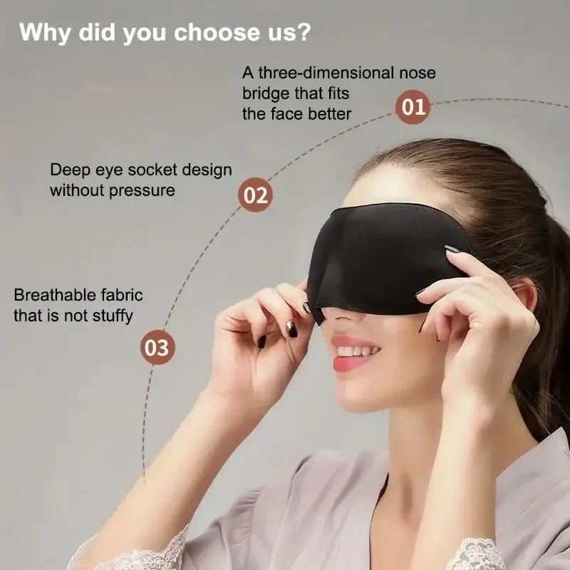 Antifaz estereoscópico 3D para dormir, con esponja viscoelástica Sleep Magic, sombreado negro, transpirable y protector ocular.