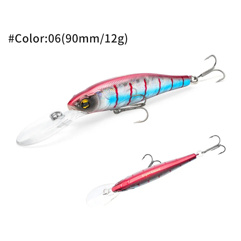 MSEASFREE-Floating Minnow Artificial Hard Bait Fishing Lure, Wobblers for Bass Perch Pike Trout, Fishing Tackle, 90mm, 12g
