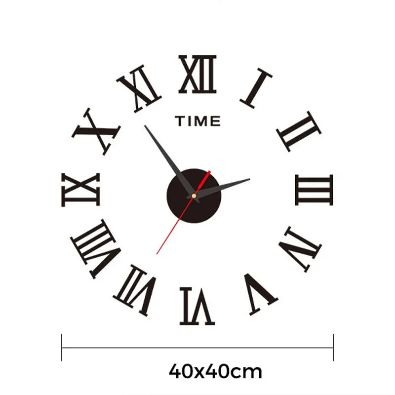 Reloj de pared digital acrílico 3D con diseño de números romanos y espejo, moderno, redondo y grande, autoadhesivo.