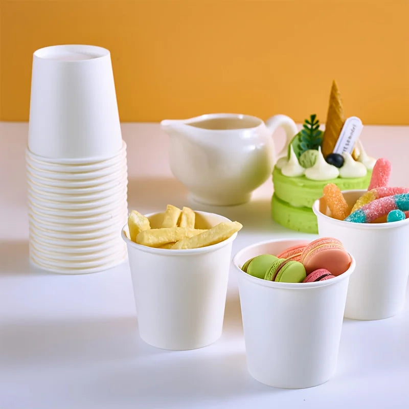 50/100PCS Disposable Small Paper Cup Tasting Cup Perfect for Coffee Candy Juice Home Supermarket Holiday Party Activities