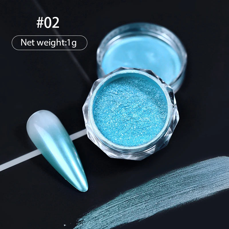 1 Box Cherry Pink Chrome Pearl Nail Powder Gradient Mirror Effect Nail Art Glitter Auroras Rubbing Dust Nail Art Manicure Decor