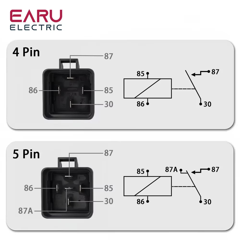 Car Auto Automobile Relay Sealed Waterproof Integrated Wired DC12V 40A 5Pin 4pin Auto Relay + Holder With 105mm Length Wires