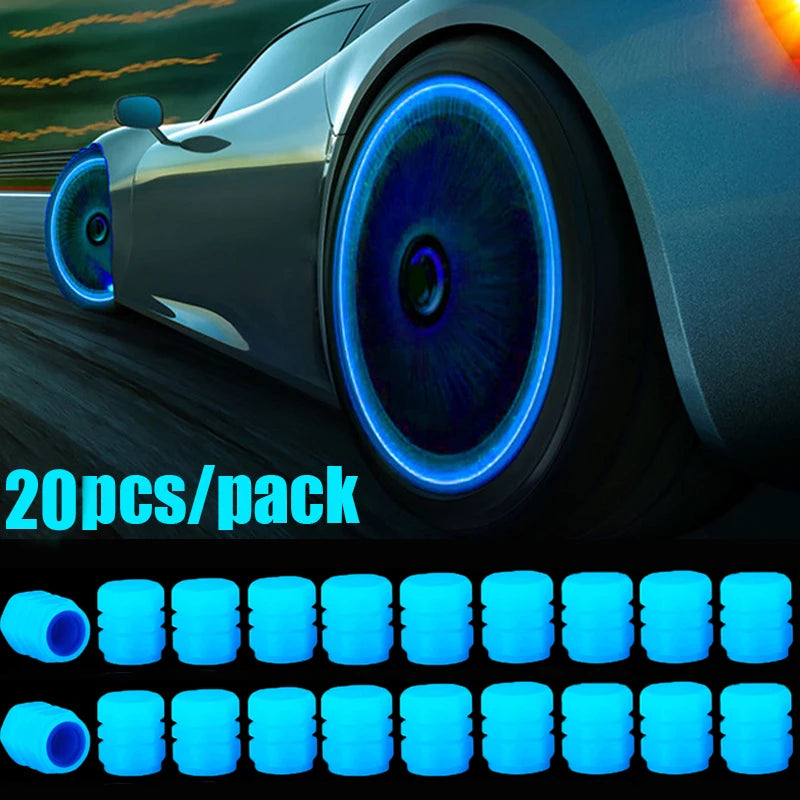 Luminous Car Tire Valve Cap Fluorescent Night Glowing Decor Motorcycle Bike Wheel Nozzle Dustproof Tyre Valve Stem Caps