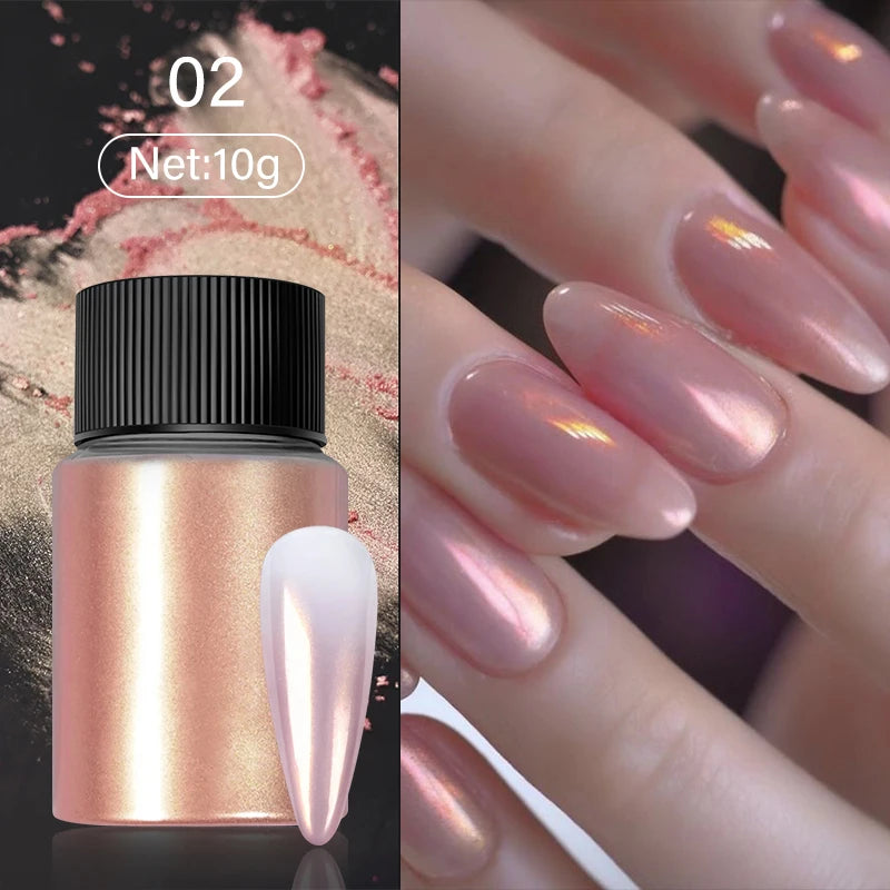 1 Box Cherry Pink Chrome Pearl Nail Powder Gradient Mirror Effect Nail Art Glitter Auroras Rubbing Dust Nail Art Manicure Decor