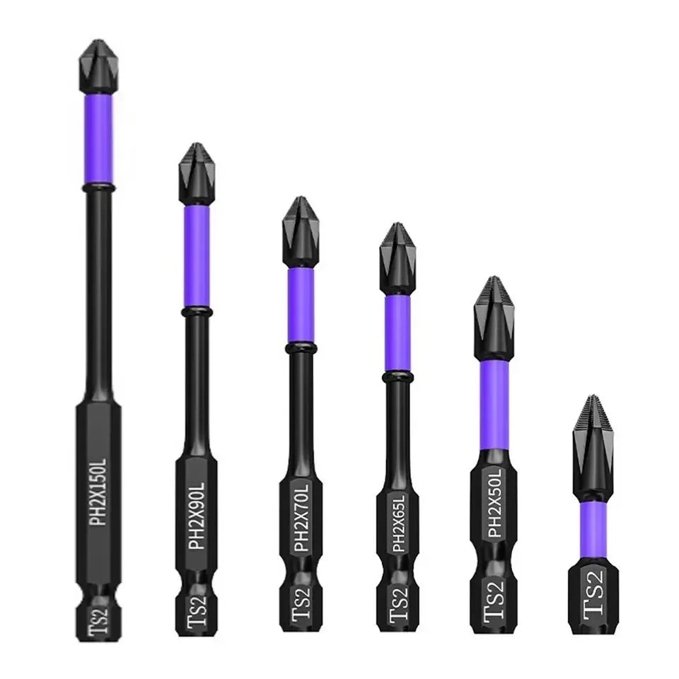 Non-Slip Impact Batch Head Strong Magnetic Cross High Torque Hardness Screw Waterproof Ph2 Screwdriver Bits Set