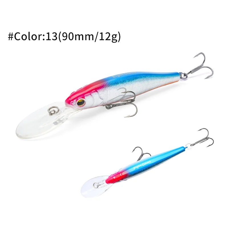 MSEASFREE-Floating Minnow Artificial Hard Bait Fishing Lure, Wobblers for Bass Perch Pike Trout, Fishing Tackle, 90mm, 12g