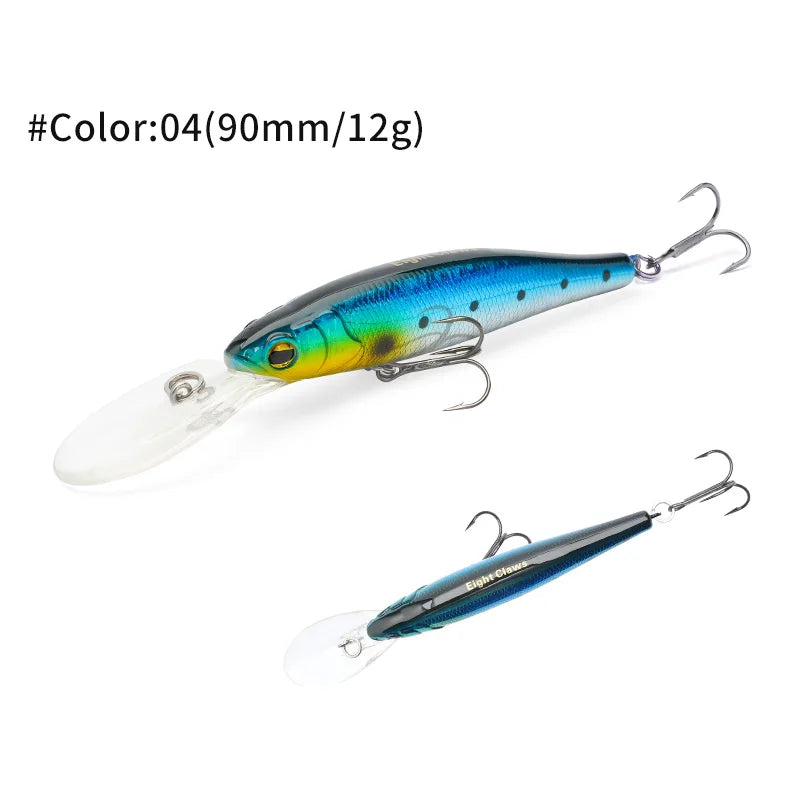 MSEASFREE-Floating Minnow Artificial Hard Bait Fishing Lure, Wobblers for Bass Perch Pike Trout, Fishing Tackle, 90mm, 12g