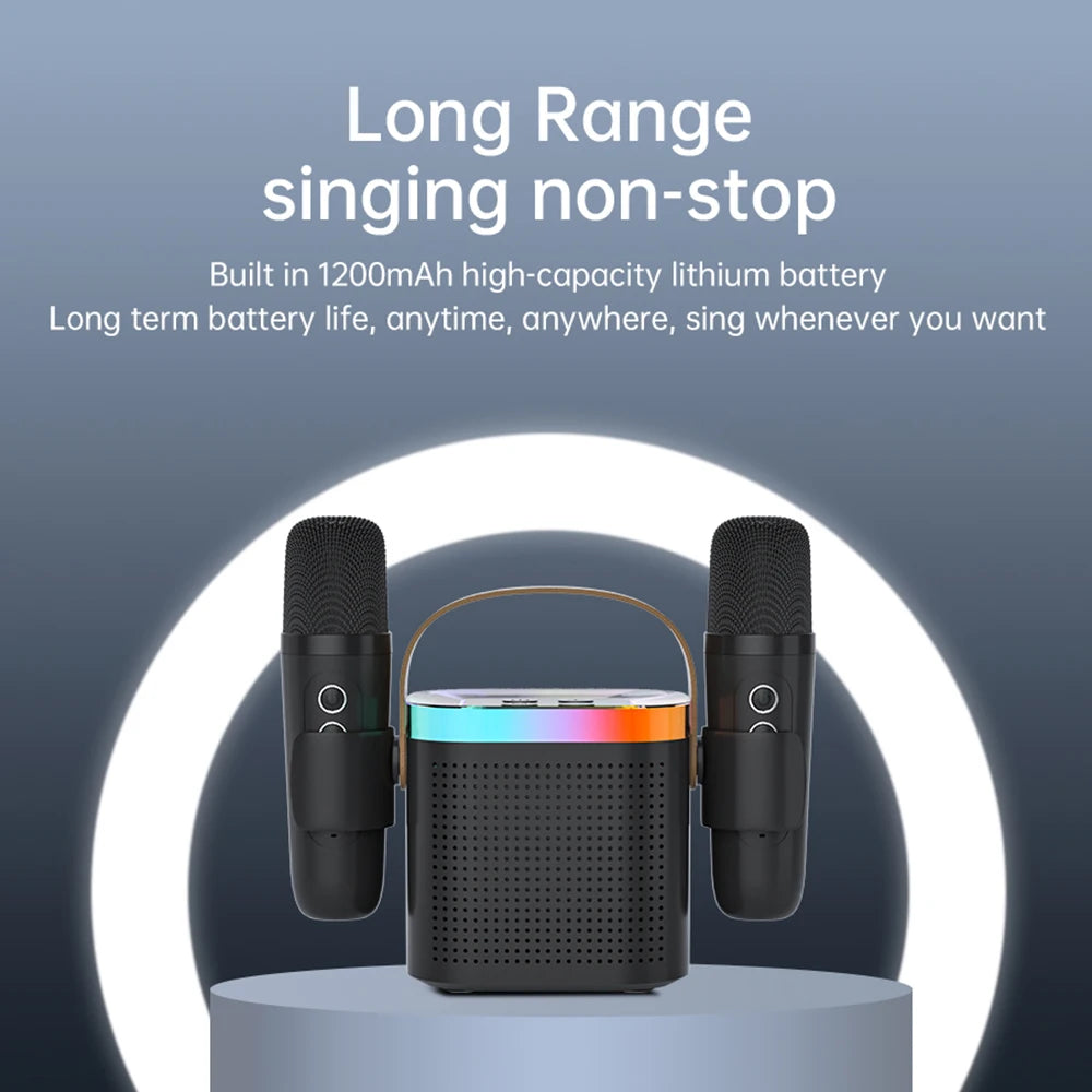 TANALAZ K8 Karaoke Machine Portable Bluetooth 5.1 PA Speaker System with 1-2 Wireless Microphones Home Family Singing Child Gif