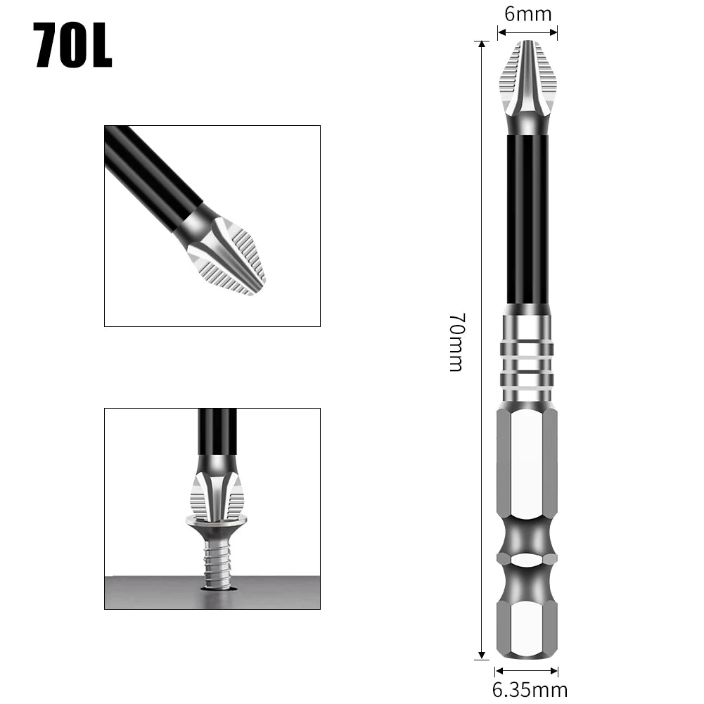 K5 Non-slip High Hardness Bit S2 Strong Magnetic 5A Black Non-slip Cross Head Electric Drill Electric Screwdriver Bit