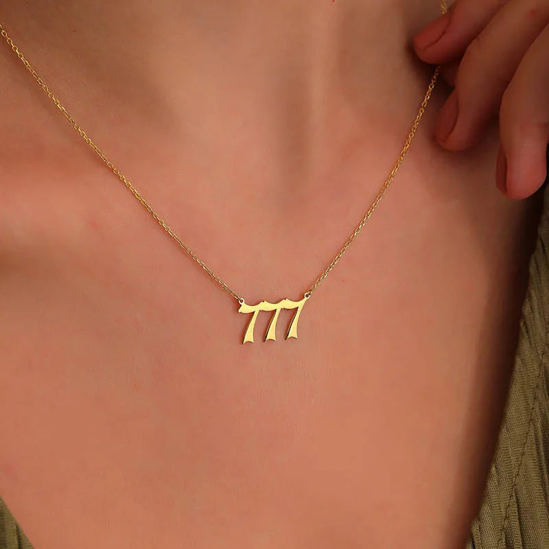 444 666 777 Angel Number Necklace Devil Angel 999 222 111 Necklace for Women Collares Chain Stainless Steel Minimalist Jewelry