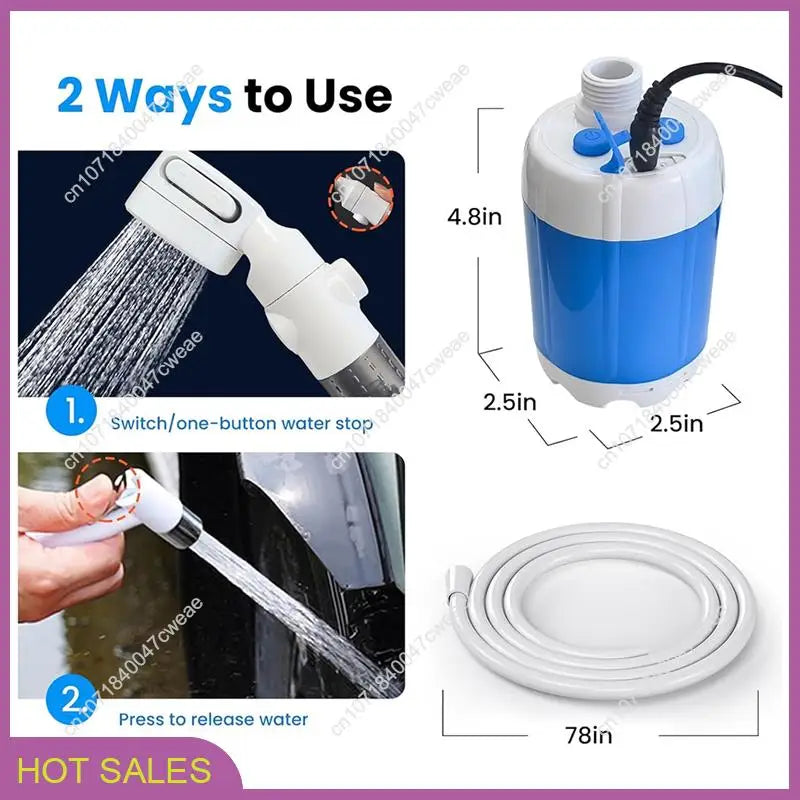 Rechargeable Electric Outdoor Camp Shower Pump, Upgrade Version for Portable Showers While for Camping,Hiking Traveling-A98U