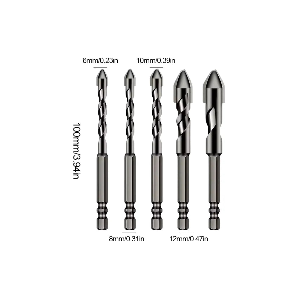 3/4 Pcs High Hardness Skewed Head Eccentric Drill Bits Multifunction Drill Bit Sets Metal Twist Drill Bits for Glass/Tile/Wood
