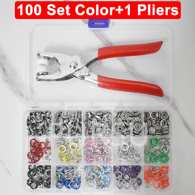 9.5Mm Metal Hollow Five-Claw Snap Button for Installing Clothes Bag Sewing and DIY Craft Hand Pliers Tool