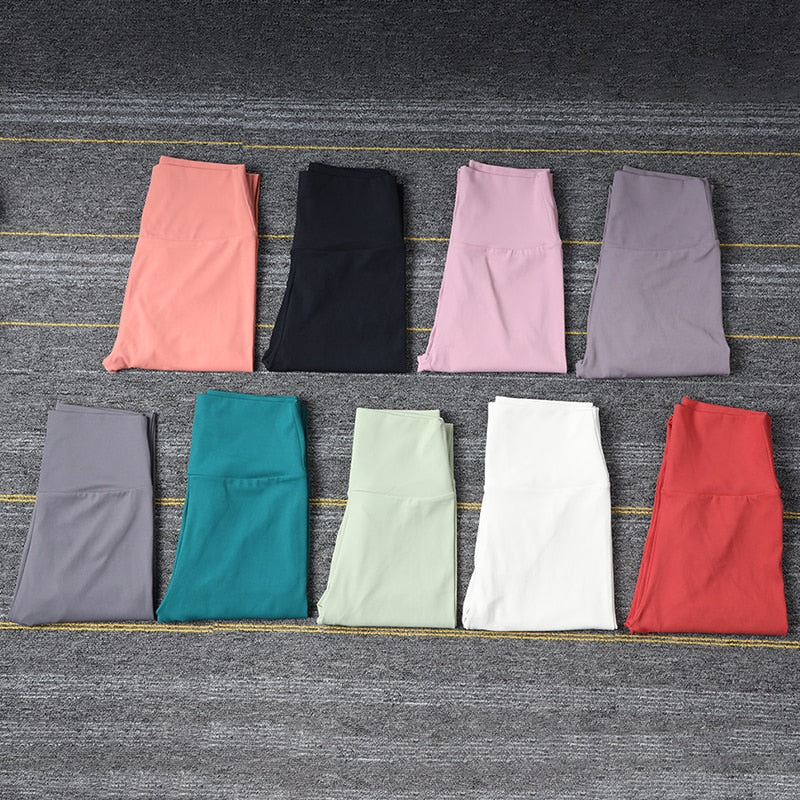 SOISOU - Nuevos pantalones de yoga para mujer, mallas deportivas de nailon con cintura alta, pantalones largos para mujer, mallas push up de cadera, ropa deportiva para mujer